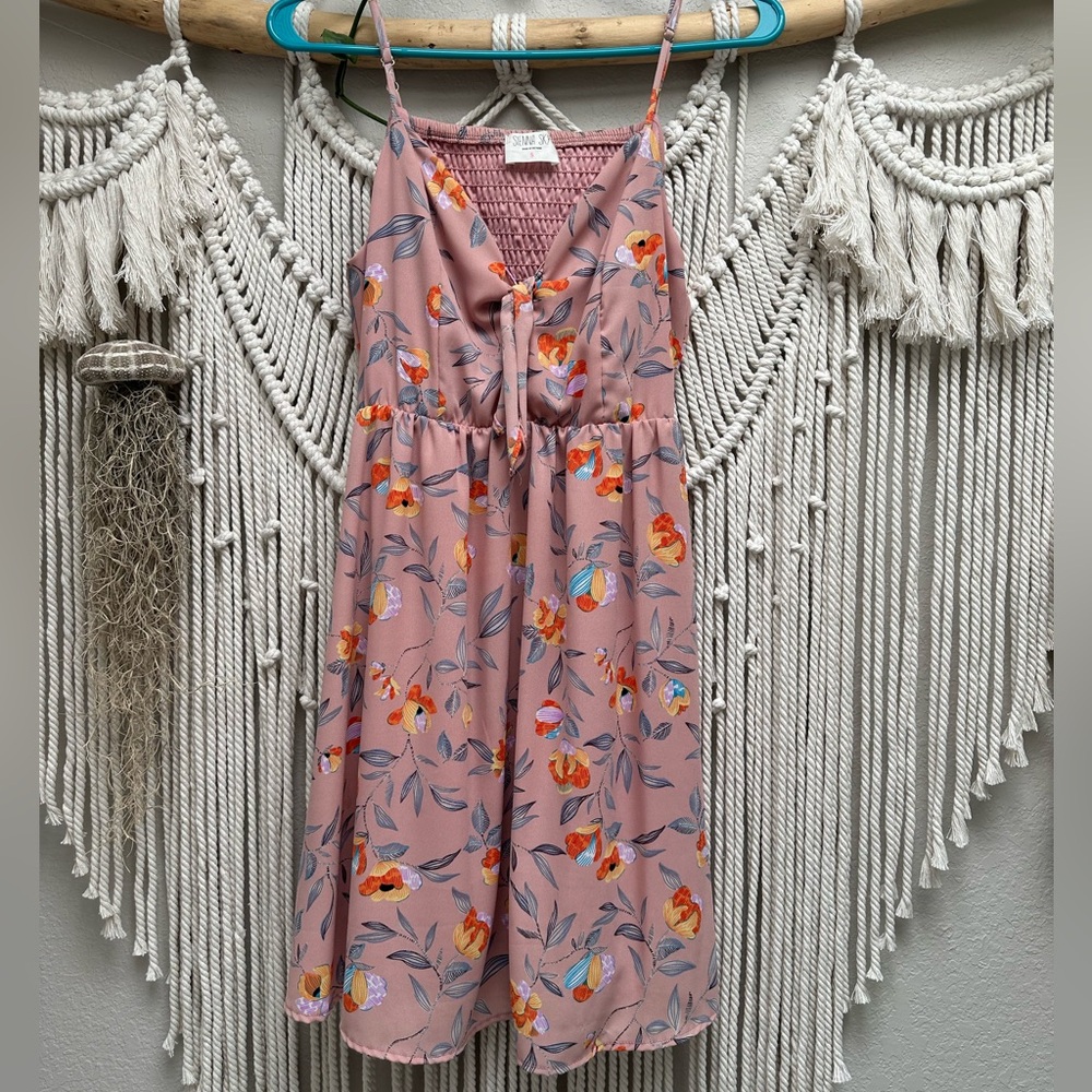 Sienna Sky Pink Floral Spaghetti-Strap Sundress
